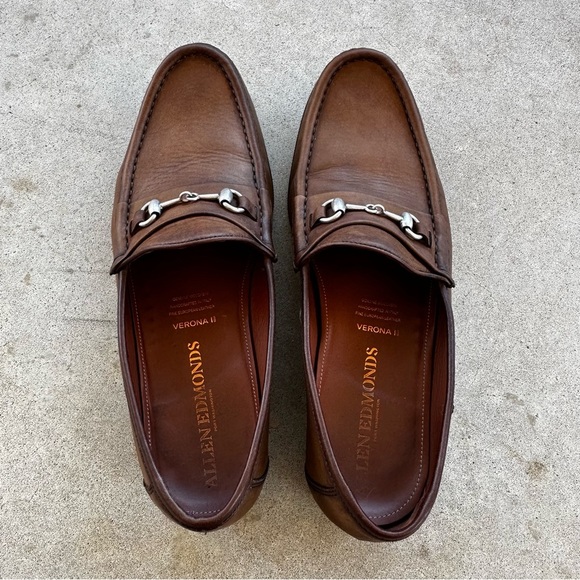 Allen Edmonds Verona II Italian Bit Brown Leather Dress Loafers Men’s Size 12D - Picture 3 of 10